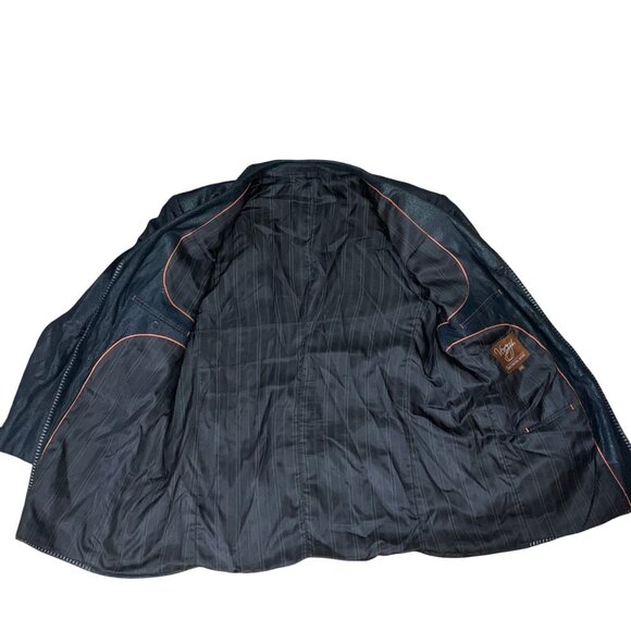 VENEZZI Fine Mens Wear Black Textured Faux Leather Blazer Jacket XXL Stitching - Picture 4 of 7